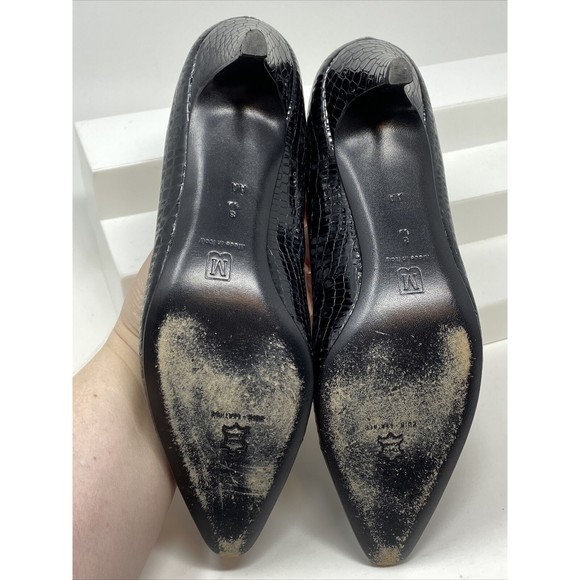 Bruno Magli Dress Heel Pumps Black Leather Italy Animal Print Women AA 8.5 Women - Picture 4 of 7